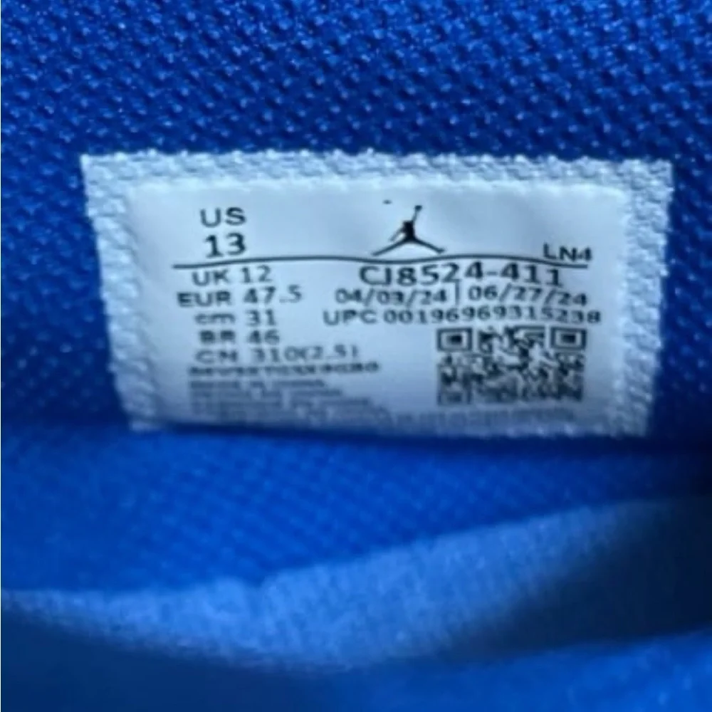 New Nike Air Jordan 1 Low Blue Baseball Cleats CJ8524-411 Men’s Size 13 - Picture 6 of 7